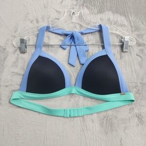 Victoria Secret PINK Swim Bikini Top M Multicolor Padded Triangle Halter Stretch